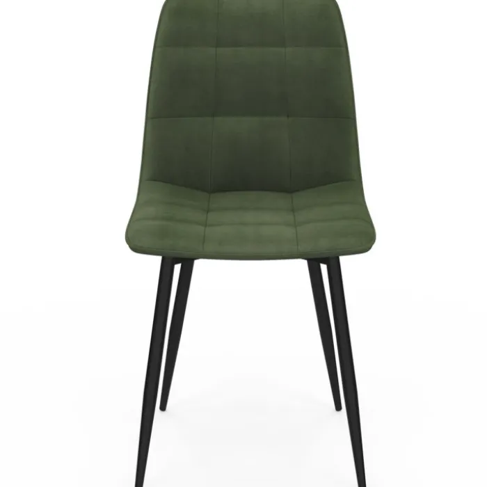 Lot de 6 chaises en velours vert kaki pour salle à manger