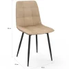 Lot de 6 chaises en velours matelassé taupe avec pieds noir pour salle à manger