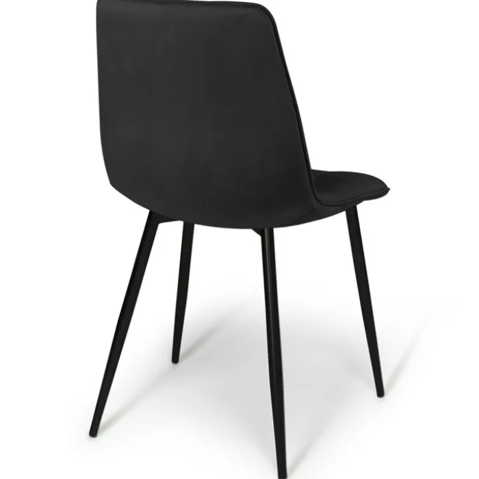 Lot de 4 chaises en velours noir pour salle à manger