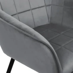Lot de 2 chaises en velours gris avec accoudoirs