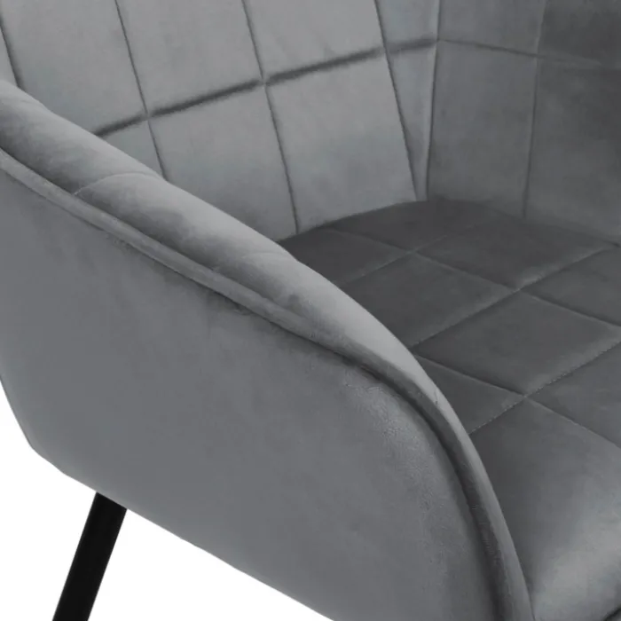 Lot de 2 chaises en velours gris avec accoudoirs
