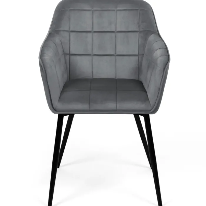 Lot de 2 chaises en velours gris avec accoudoirs