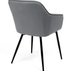 Lot de 2 chaises en velours gris avec accoudoirs