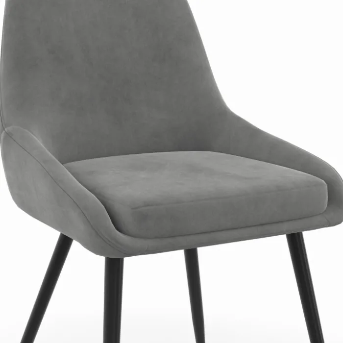 Lot de 6 chaises en velours mix color pastel bleu x2, gris foncé x2, gris clair, rose avec accoudoirs