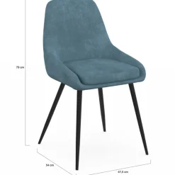 Lot de 6 chaises en velours mix color pastel bleu x2, gris foncé x2, gris clair, rose avec accoudoirs