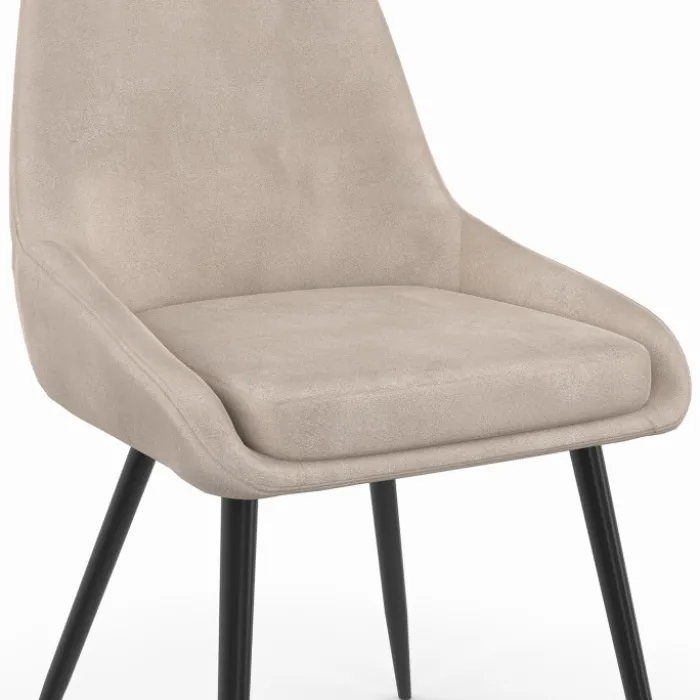 Lot de 6 chaises en velours taupe avec accoudoirs