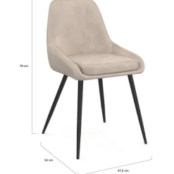 Lot de 6 chaises en velours taupe avec accoudoirs