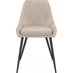 Lot de 6 chaises en velours taupe avec accoudoirs