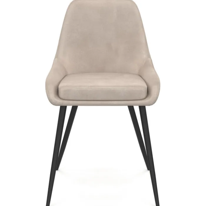 Lot de 6 chaises en velours taupe avec accoudoirs