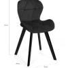 Lot de 4 chaises en velours noir pieds noirs