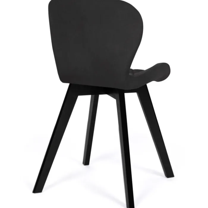 Lot de 4 chaises en velours noir pieds noirs