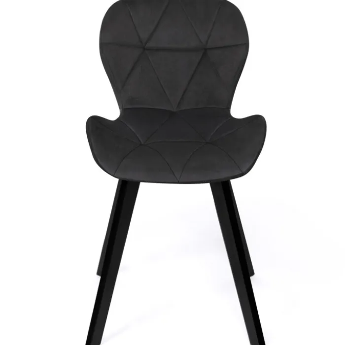 Lot de 4 chaises en velours noir pieds noirs