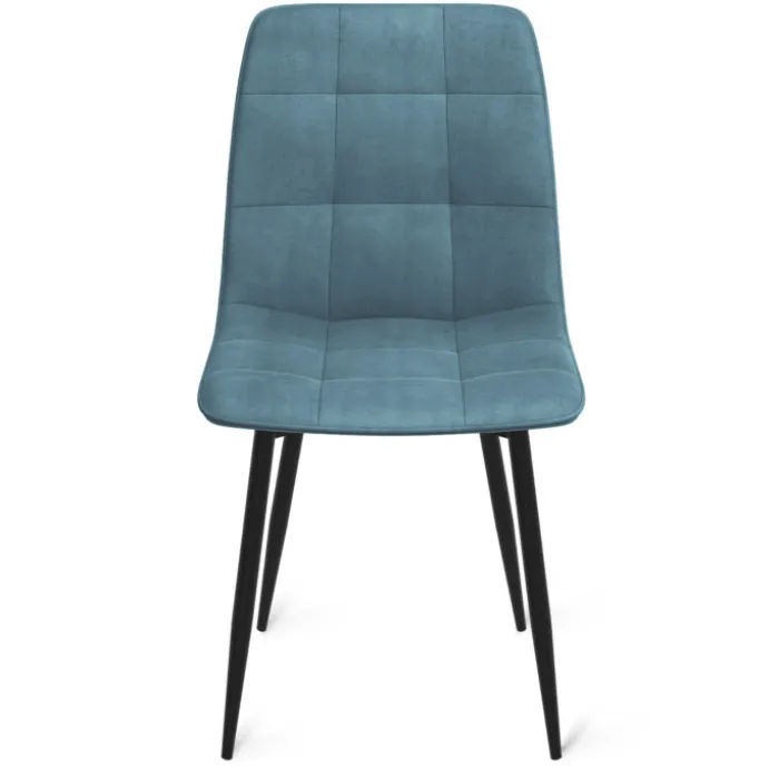 Lot de 6 chaises en velours couleur pastel bleu, rose et gris matelassées