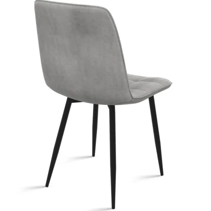 Lot de 6 chaises en velours couleur pastel bleu, rose et gris matelassées