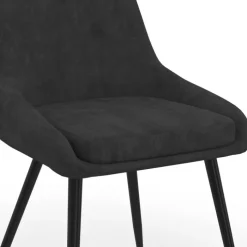 Lot de 6 chaises en velours noir avec accoudoirs