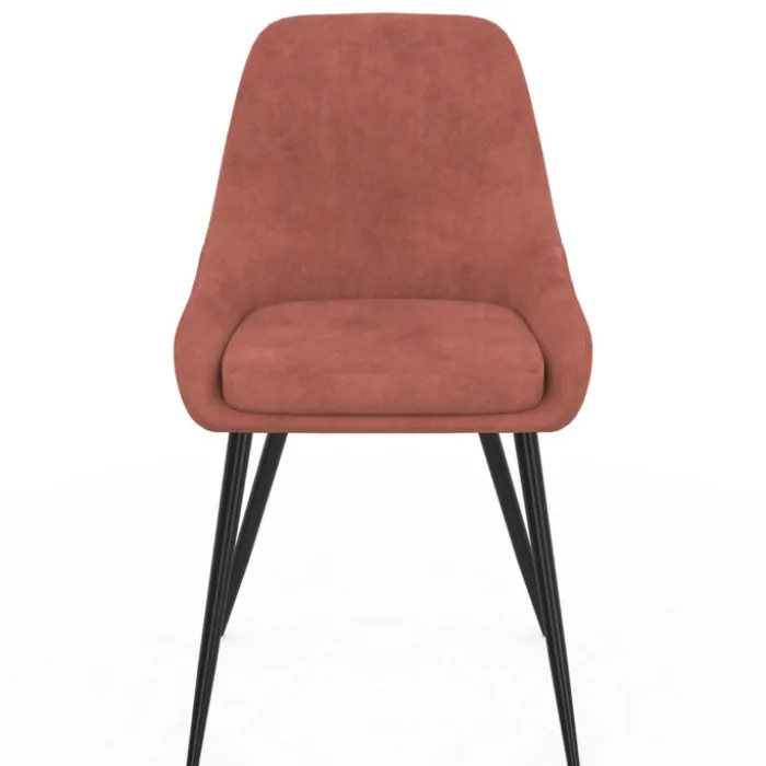 Lot de 4 chaises en velours terracotta avec accoudoirs