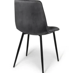 Lot de 6 chaises en velours gris foncé matelassé