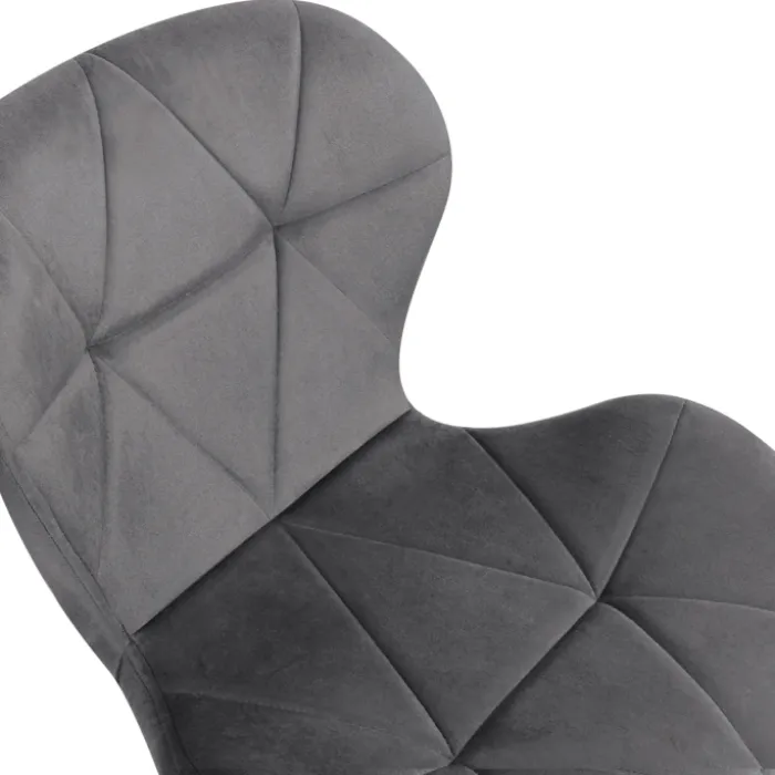 Lot de 4 chaises en velours gris clair avec pieds noirs assise matelassée