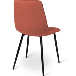 Lot de 6 chaises en velours mix color terracotta et beige avec assises matelassées