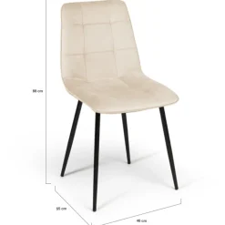 Lot de 6 chaises en velours mix color terracotta et beige avec assises matelassées