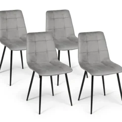 Lot de 4 chaises grises pour salle à manger