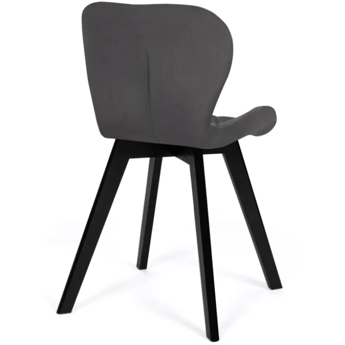 Lot de 4 chaises matelassées velours gris foncé