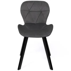 Lot de 4 chaises matelassées velours gris foncé