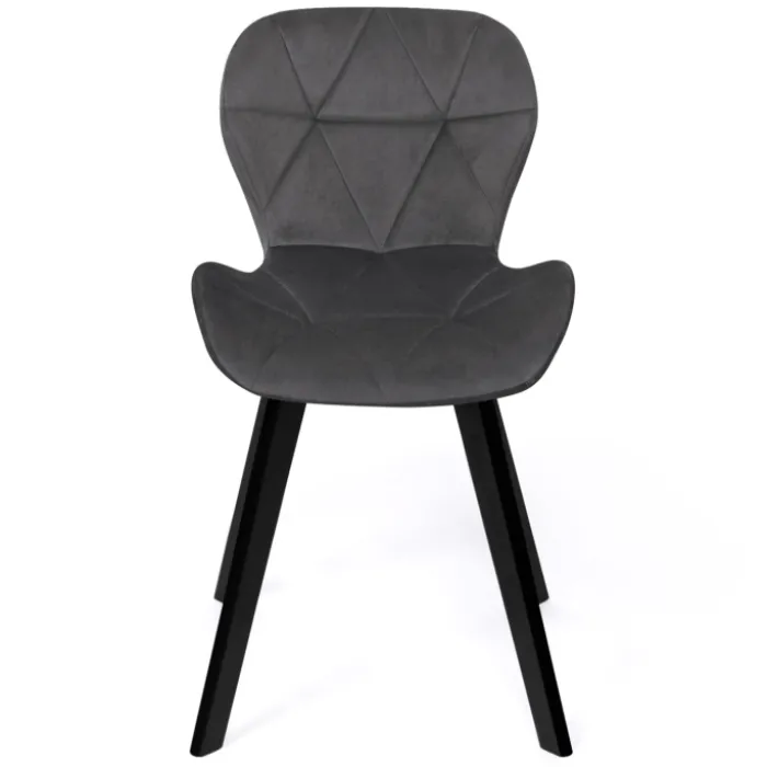 Lot de 4 chaises matelassées velours gris foncé