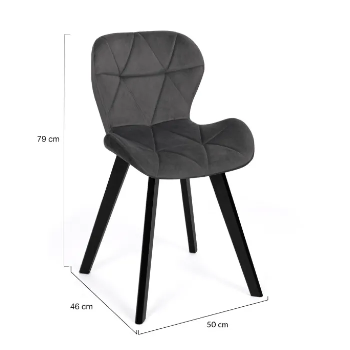 Lot de 4 chaises matelassées velours gris foncé