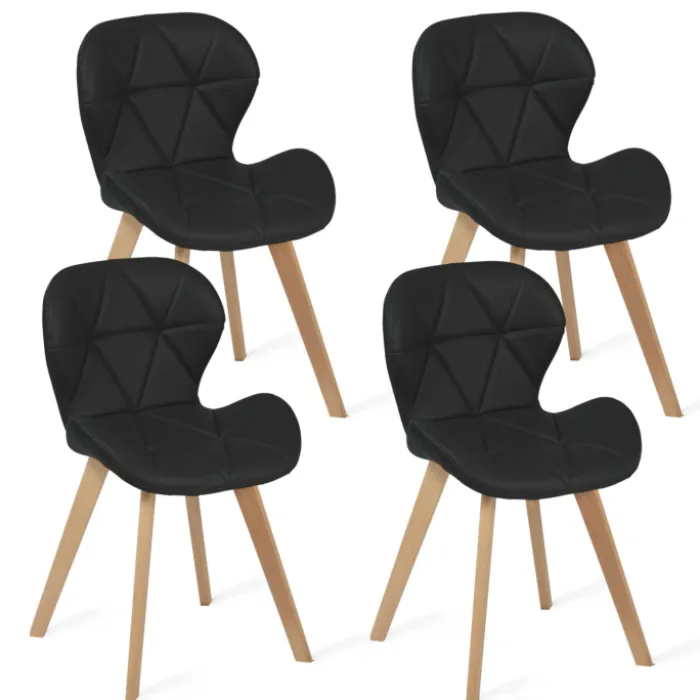 Lot de 4 chaises matelassées noires