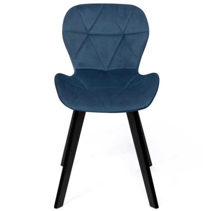 Lot de 4 chaises matelassées velours bleu