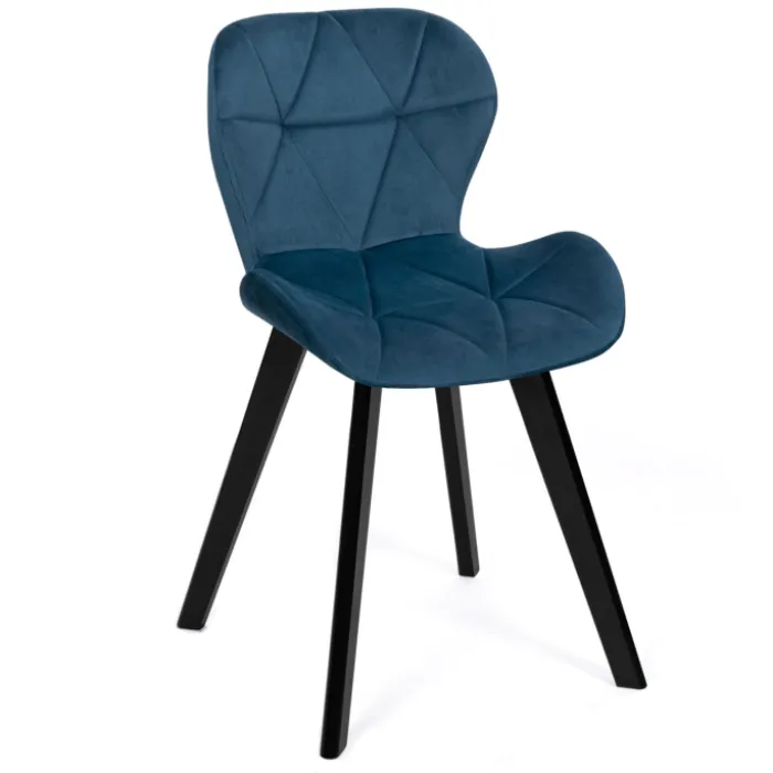 Lot de 4 chaises matelassées velours bleu
