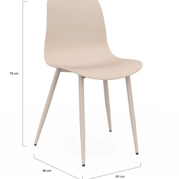 Lot de 6 chaises mix color gris foncé x2, terracotta x2, beige x2 pieds en métal