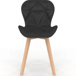Lot de 6 chaises modernes en PU noir pieds en bois pour salle à manger design
