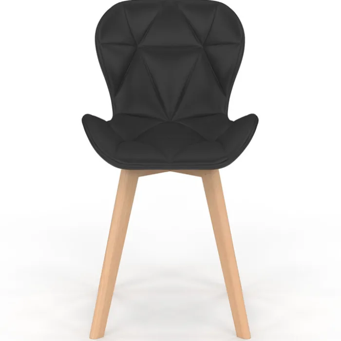 Lot de 6 chaises modernes en PU noir pieds en bois pour salle à manger design