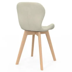 Lot de 6 chaises modernes en tissu beige pour salle à manger assises matelassées