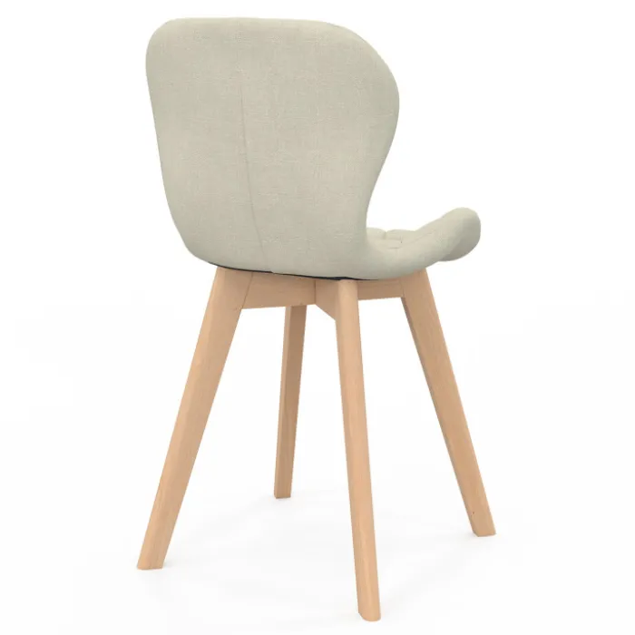 Lot de 6 chaises modernes en tissu beige pour salle à manger assises matelassées
