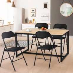 Lot de 4 chaises noires pliantes d’intérieur