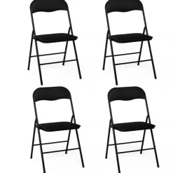 Lot de 4 chaises noires pliantes d’intérieur