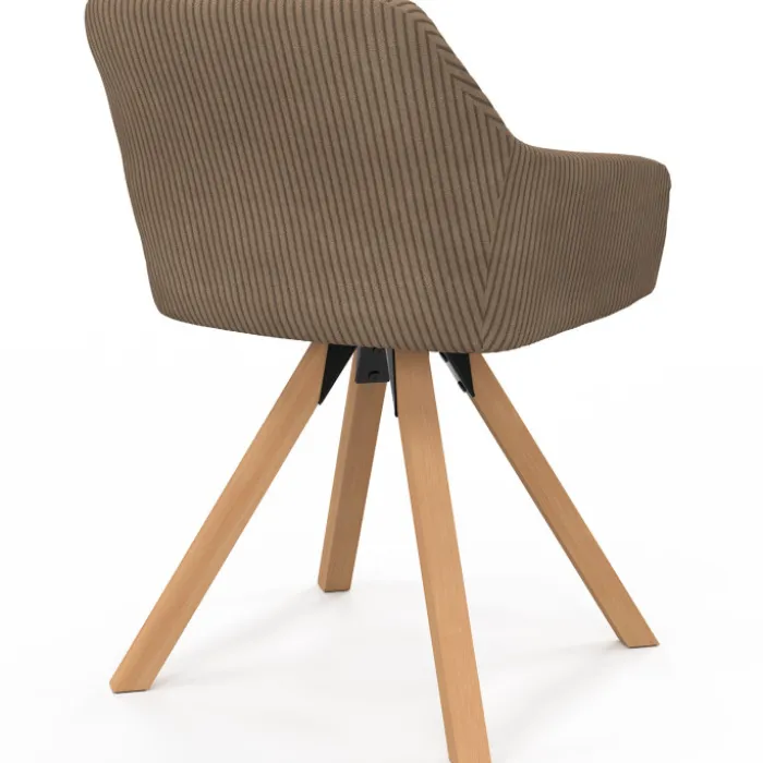 Lot de 2 chaises pivotantes de salle à manger, fauteuils de table en velours côtelé taupe