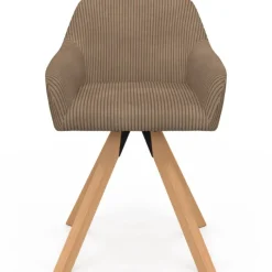 Lot de 2 chaises pivotantes de salle à manger, fauteuils de table en velours côtelé taupe