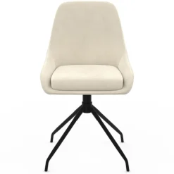 Lot de 4 chaises pivotantes en velours beige avec accoudoirs