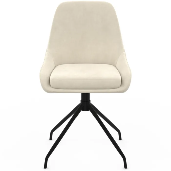 Lot de 4 chaises pivotantes en velours beige avec accoudoirs