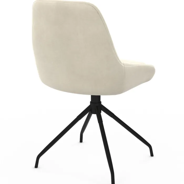 Lot de 4 chaises pivotantes en velours beige avec accoudoirs