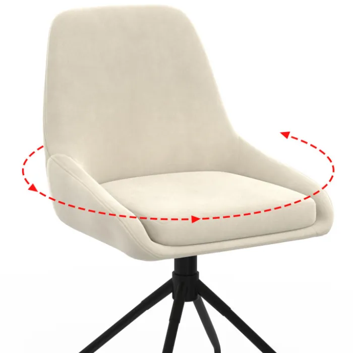 Lot de 4 chaises pivotantes en velours beige avec accoudoirs