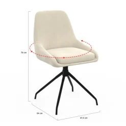 Lot de 4 chaises pivotantes en velours beige avec accoudoirs