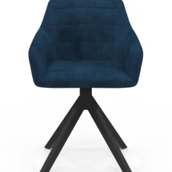 Lot de 2 chaises pivotantes de salle à manger, fauteuils de table en velours bleu