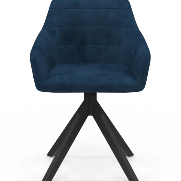 Lot de 2 chaises pivotantes de salle à manger, fauteuils de table en velours bleu