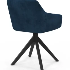 Lot de 2 chaises pivotantes de salle à manger, fauteuils de table en velours bleu