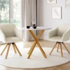 Lot de 2 chaises pivotantes fauteuils de table en velours côtelé beige